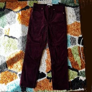 GAP Vintage Slim High Rise Corduroy Pants in Burgundy